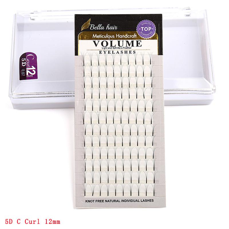 Bella Hair C/D Curl Tray featuring individual volume false eyelashes in 10/12/14mm lengths with C and D curls, made from soft Korean PBT material.